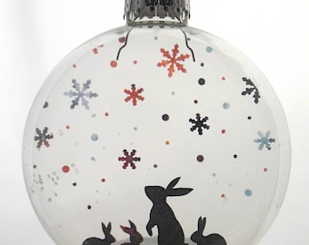 Snow Bunnies Christmas Holiday Ornament