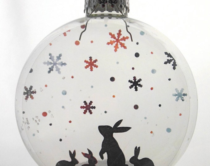 Snow Bunnies Christmas Holiday Ornament