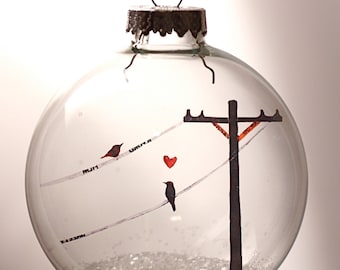 Bird In Love Christmas Holiday Ornament