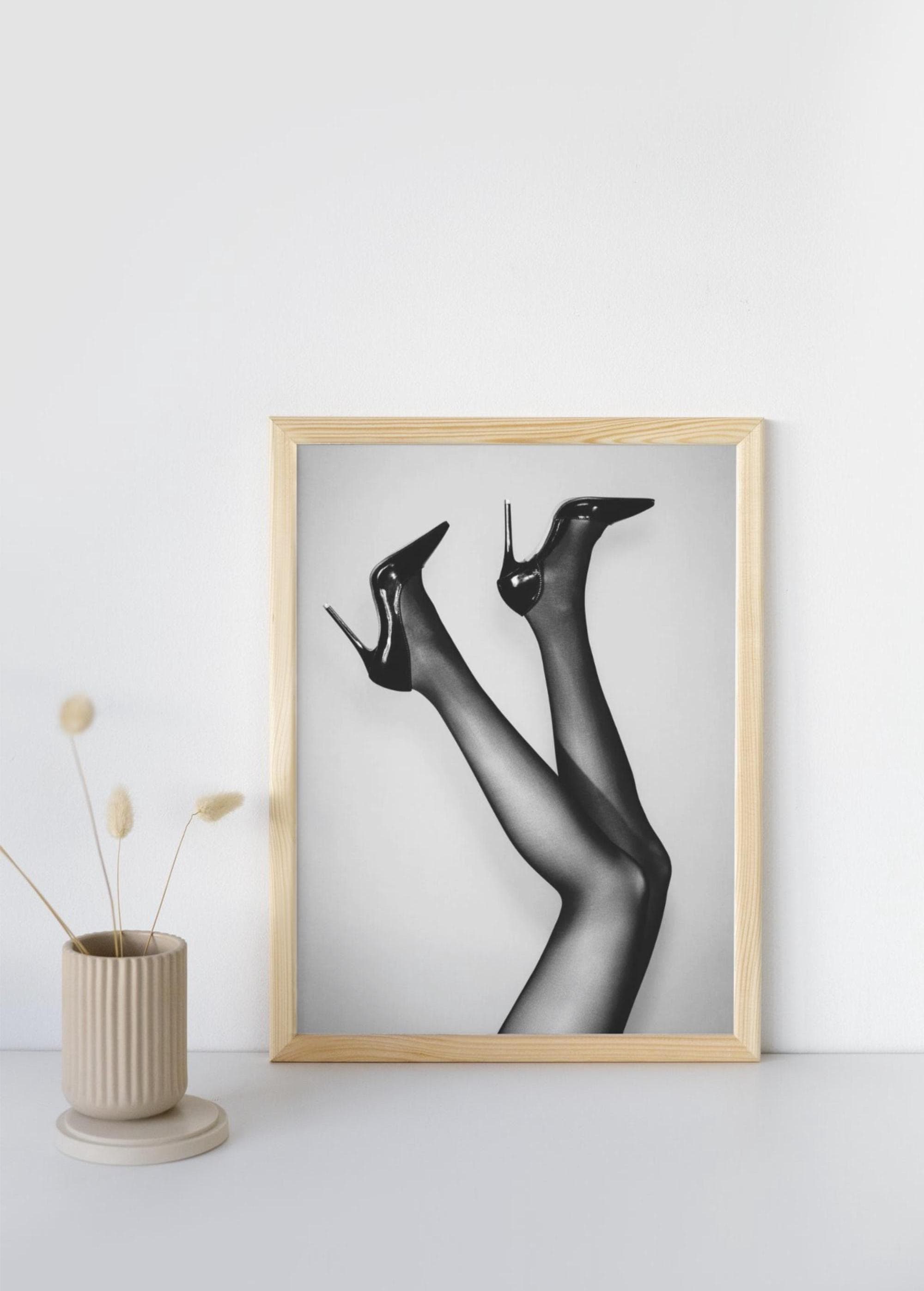 Black and White Fashion Wall Art, High Heels Poster, Minimalist