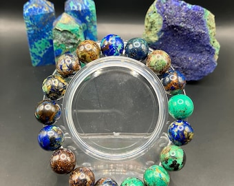 Handmade Azurite Malachite Bracelet, Spiritual Crystal Jewelry
