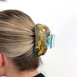 Goldfish Hair Clip, Cat Hair Clip, Fish Hair Claw, Fun Hair Accessories, White Blue Acetate Hair Clip, Transparent Hair Clamp