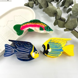 Fish Hair Clip, Sea Ocean Animal Hair Claw, Green Blue Yellow Acetate Hair Clip, Cute Hair Accessories, Fish Lover Gift, Girlish Hair Clamp