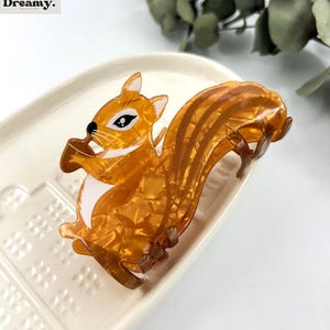 Squirrel Hair Clip, Animal Hair Claw, Brown Acetate Hair Clamp, Cute Hair Accessories, Girlish Hair Clip, Unique Hair Clip, Gift For Her