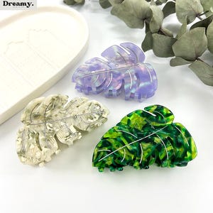 Leaf Hair Clip, Green Hair Claw, Monstera Leaf Hair Clamp, Unique Hair Accessories, Boho Acetate Hair Clip, Plant Lover Gift, Gift For Her