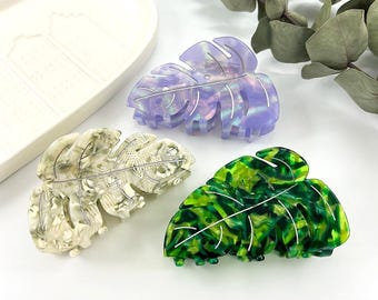 Leaf Hair Clip, Green Hair Claw, Monstera Leaf Hair Clamp, Unique Hair Accessories, Boho Acetate Hair Clip, Plant Lover Gift, Gift For Her