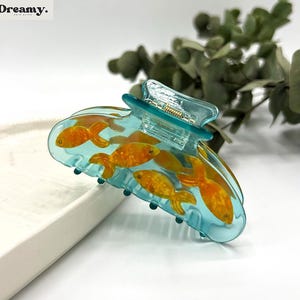 Goldfish Hair Clip, Cat Hair Clip, Fish Hair Claw, Fun Hair Accessories, White Blue Acetate Hair Clip, Transparent Hair Clamp
