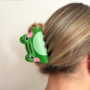 Frog Hair Clip, Green Animal Hair Claw, Acetate Hair Clamp, Fun Hair Accessories, Frog Lover Gift, Kawaii Girlish Hair Clip, Gift For Her