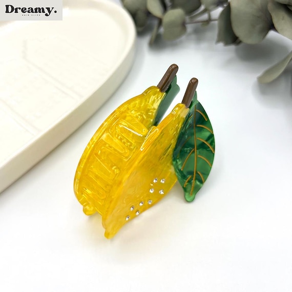 Lemon Hair Clip, Yellow Fruit Hair Claw, Acetate Hair Clamp  display picture 2
