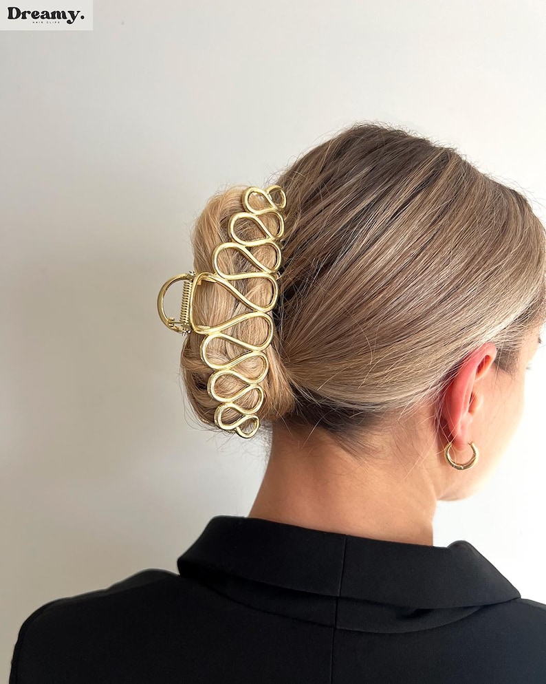 Metal Hair Clip, Wavy Gold Silver Hair Claw, Large Irregular Hair Clamp, Geometric Minimalist Hair Accessories