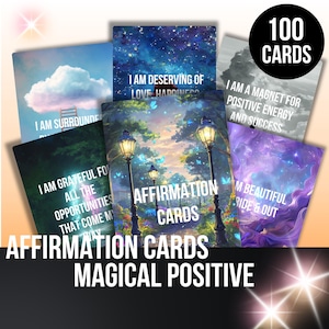 100 cartes d'affirmation positive DPP | Imprimable et modifiable | Amour de soi, motivation, réussite, pleine conscience, bonheur | Téléchargement numérique instantané