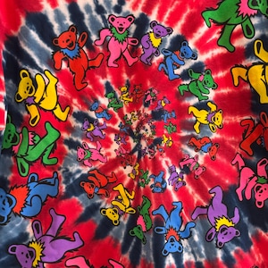 Vintage Grateful Dead Dancing Bears Tie Dye - Size L