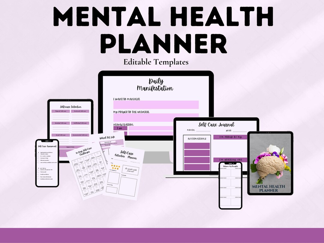 Mental Health Planner Printable | Self-care Journal | Daily Mood ...