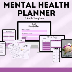 Mental Health Planner Printable | Self-Care Journal | Daily Mood Tracker | Anxiety & Stress Management Tools | Wellness Workbook