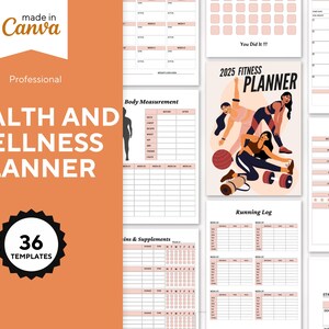 2025 Fitness Planner Bundle | Workout Tracker | Wellness Journal | Goal Setting | Meal Planner | Self-Care | Instant Download