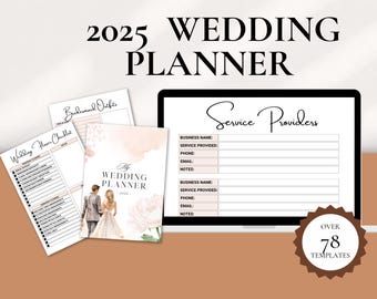 2025 Wedding Planner Printable - Wedding Organizer Template, Bridal Checklist, Budget Tracker, Guest List, Editable Wedding Planning Guide