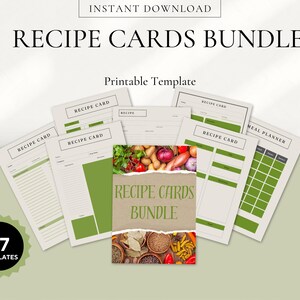 Recipe Cards Bundle | Printable Recipe Templates | Kitchen Organization | Editable Recipe Cards