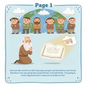 Noah and the Ark Children’s Book | Christian Kids Bible Story | Illustrated Faith Book for Kids | Religious Gift for Kids Digital Download