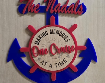 Personalized Cruise Door Hanger: Engraved Acrylic & Wood Cabin Sign