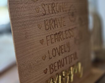 Personalized Mother's Day Cherry Plywood Sign: Engraved Mom Gift