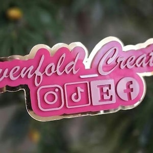 Personalized 3 Row Acrylic Sign | Custom Social Media Handle | Business Branding | Perfect for Content Creators, Influencers & Shops| custom