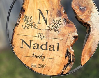 Personalized Family Name Wood Monogram - Engraved Cedar Decor