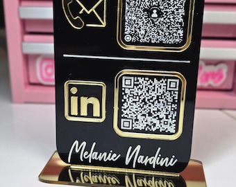 Personalized QR Code Business Sign: Acrylic Social Media Display