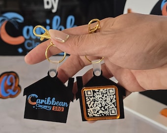 Personalized Acrylic QR Code Keychain | Laser-Cut House Design for Realtors, Cleaners, or Small Businesses| Branded Acrylic QR Keychain|