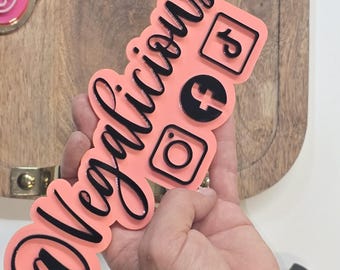 Custom Acrylic Watermark Sign with Stand+Icon Options | Layered Social Media Display Sign | Content Creator Desk Sign | Business Watermark