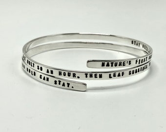 Poem Spiral Bangle with custom text 0-200 characters. Sterling silver.925