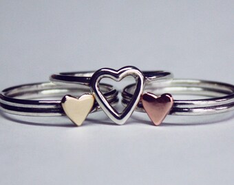 I HOLD your HEART forever. Set of three rings. Mom, daughters, sisters rings, friends. Silver, cooper, brass. Adjustable or sizes.