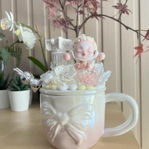 Taza con figura hecha a mano | Pop Mart | Panda Calavera | Inosoul | FUFU | Regalos especiales | Taza de cerámica | Taza de cerámica para café y té | Adornos coleccionables