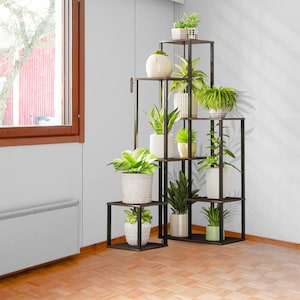 Wooden Corner Plant Stand | Modern Plant Stand | Tall Plant Stand | Handmade Plant Stand | Corner Plant Stand | Plant Lover Gift