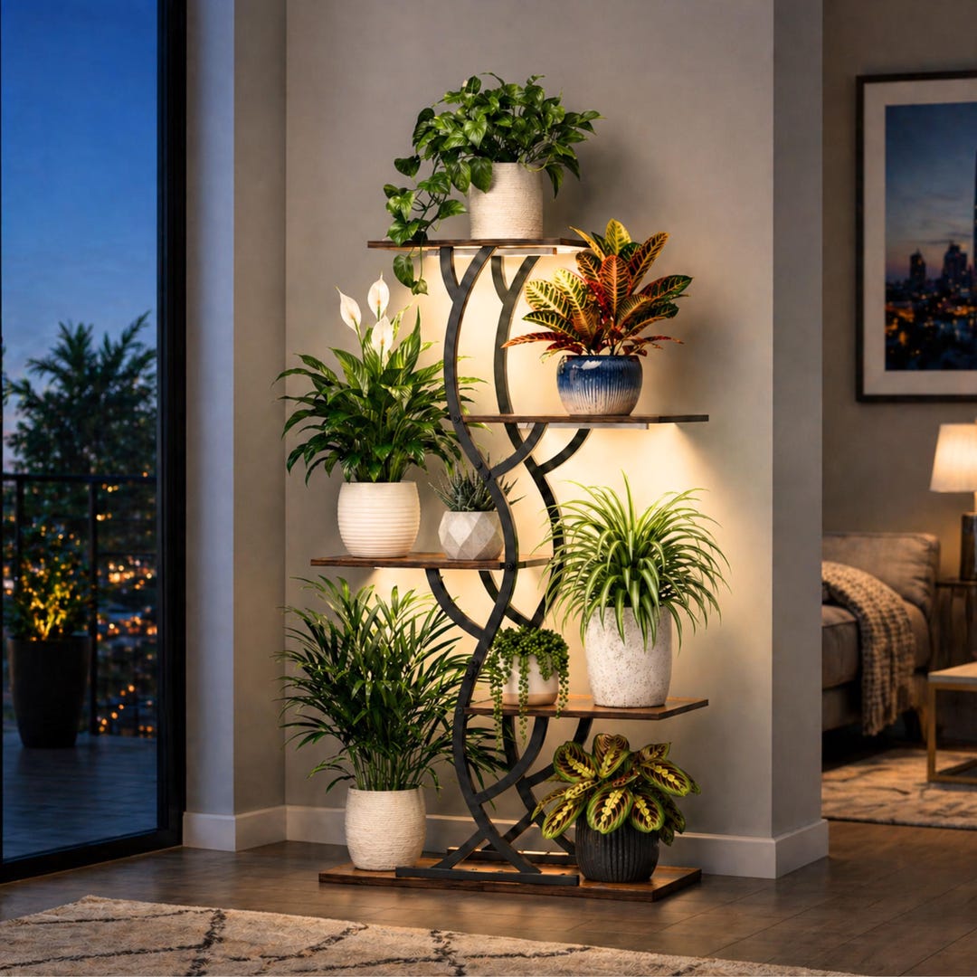 Multi-tier Plant Stand With Grow Lights: Indoor Flower Pot Display Shelves  - Etsy