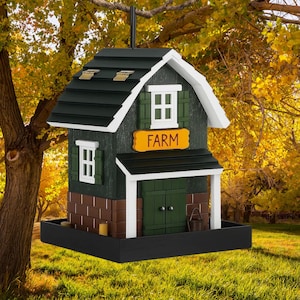 Handmade Cedar Wood Bird Feeder: Farmhouse Style Hanging Birdhouse