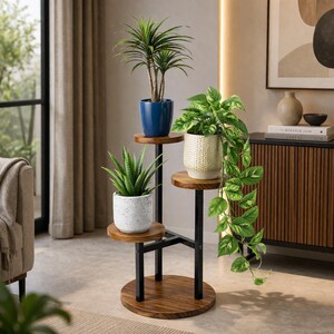 3 Tier Indoor Plant Stand – Modern Metal Corner Shelves for Living Room