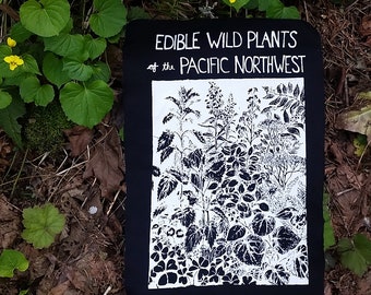 Back Patch - Edible Wild Plants of Pacific Northwest  PNW, Oregon, botany, medicinal, herbalism, herbs, nettle, ginger, cascadia, punk patch