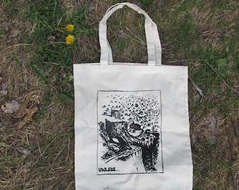 Unless... Tote Bag - Beige Canvas Tote - off white natural sturdy punk earth first nature environment green eco grocery sack