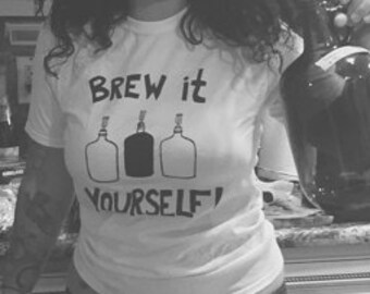 Homebrew shirt-mały-brew to sam, czarny na białym, sitodruku TShirt-Unisex koszula Homebrew w piwo Gąsiory