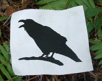 Raven Patch - Crow Patch, punk patches, birds, science, nature, put a bird on it, ecology, corvid, sew on, silhouette, birds, punk patch
