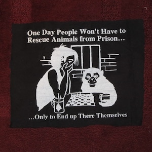 Back Patch - Animal Liberation - groß, für Rücken oder Tasche, Vegan Patch weiß auf schwarz Silkscreen Screenprint Punk Patch Tierrechte Justiz