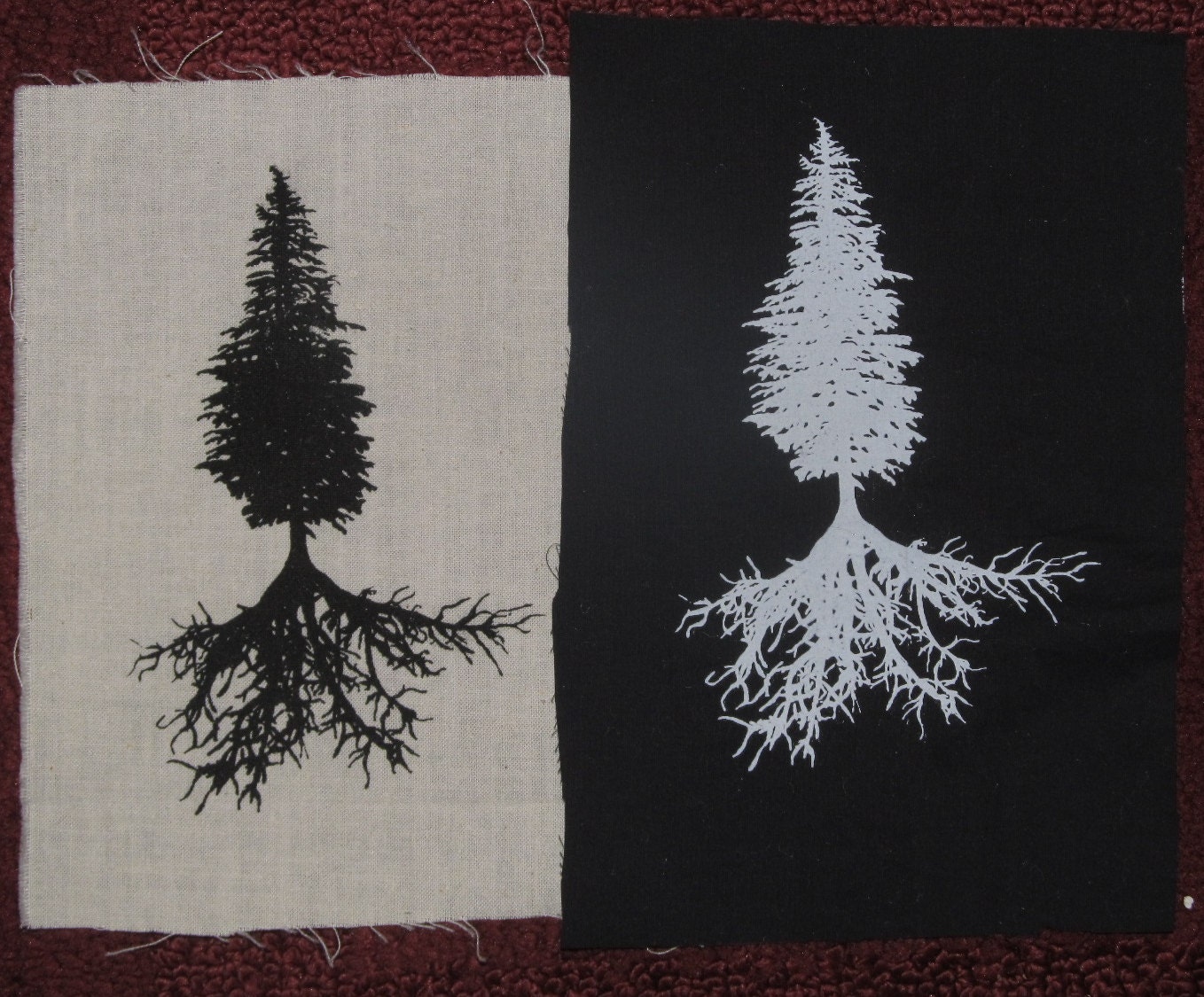 Tree Punk Patch Tree Patch - Conifer & Tree Roots, Choose Black White Green - Western ...
