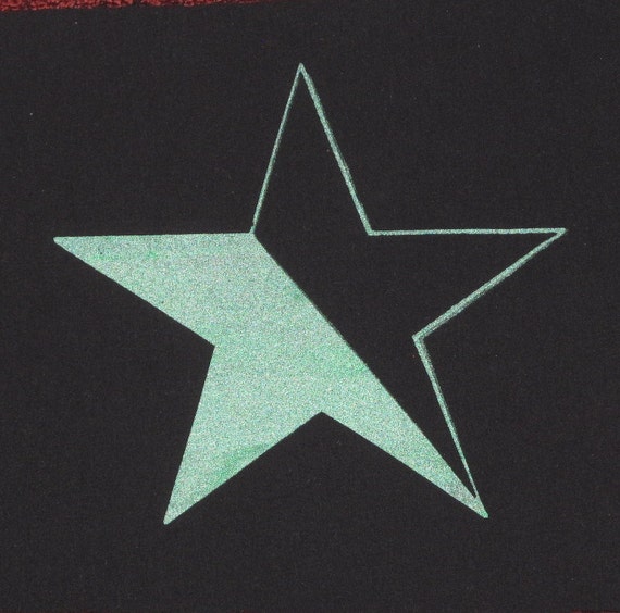 Green Anarchy Patch Star - Green on Black Canvas, Large Back Patch - bag anarchy patch punk patches anarchist shiny radical