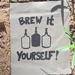 Brew It Yourself Patch, Small Black on White homebrew beer patch with carboys do it diy brewer wine kombucha organic hops homebrewer image 3