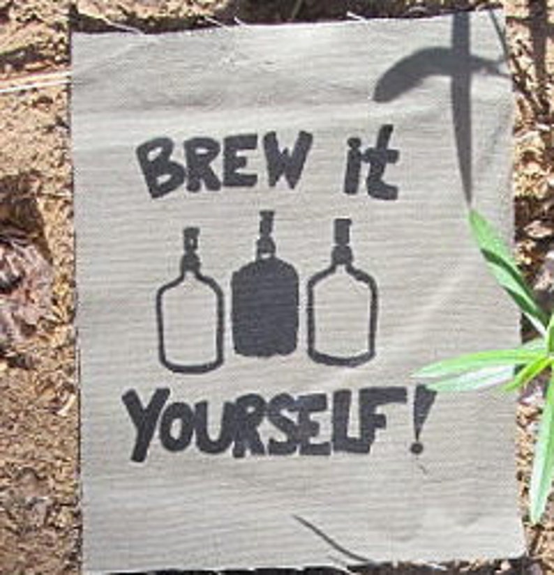 Brew It Yourself Patch, Small Black on White homebrew beer patch with carboys do it diy brewer wine kombucha organic hops homebrewer image 3