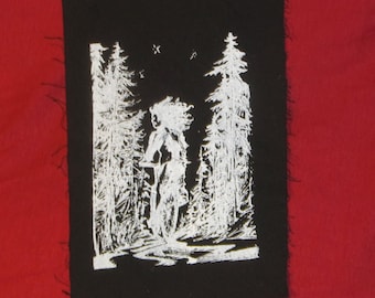 Bike Patch - Night Forest Bike Ride - punk patch, night time, evening, bicycle, green anarchy forest wins wild eco warrior earth first