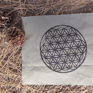 Large Flower of Life Patch - Black on Green-Grey Canvas