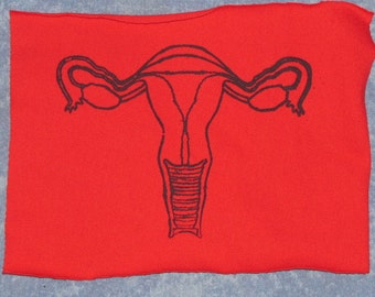 Feministyczna patch-macica, czarny na czerwono, mały rozmiar-patch feministycznej punk, Riot Grrl, prawa reprodukcyjne, Lady Girl kobieta moc, moje ciało