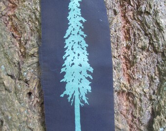 Baum Aufnäher, Douglasie, grün auf schwarz oder weiß - trees wood punk patch ökologie nature earth first free cascadia doug pine zederne eco