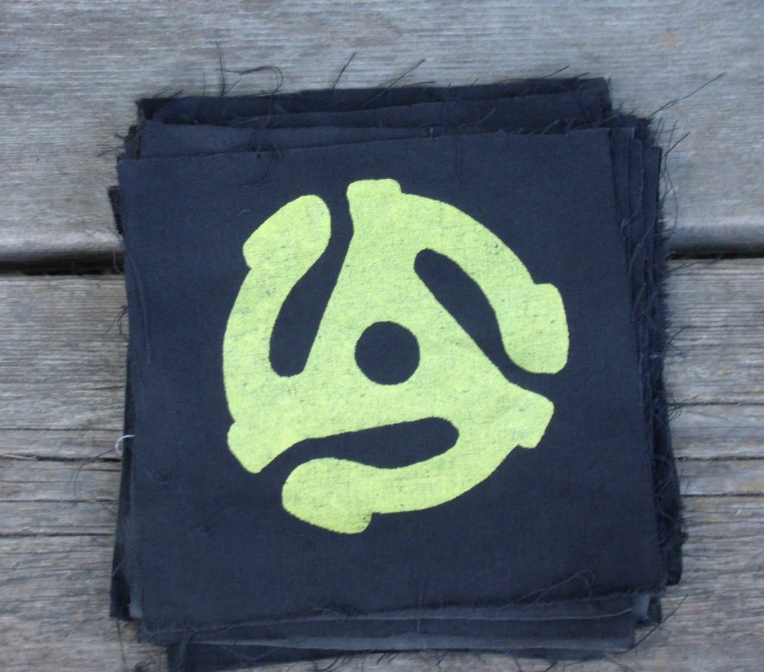 45 RPM Adapter Patch - Geometric Patch, Records, Vintage Symbol ...